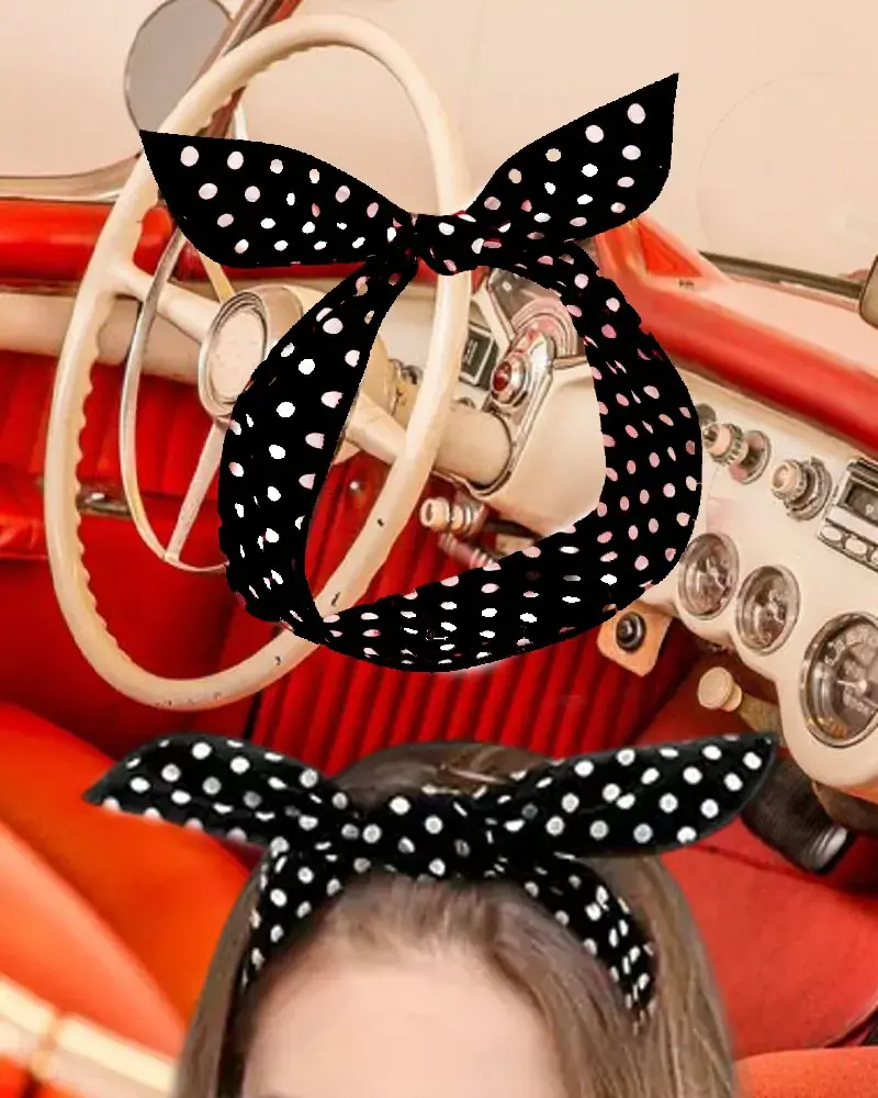 Stuha do vlasů Rockabilly PinUp - černá