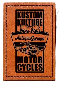 kožená nášivka obdélník Antique Garage Kustom Kulture Motorcycles