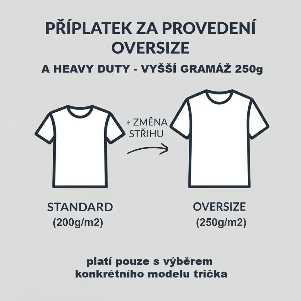 Oversize velikost trička - příplatek